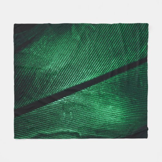 Grüne Feder, schöne Muster Textur. Fleecedecke (Vorderseite (Horizontal))