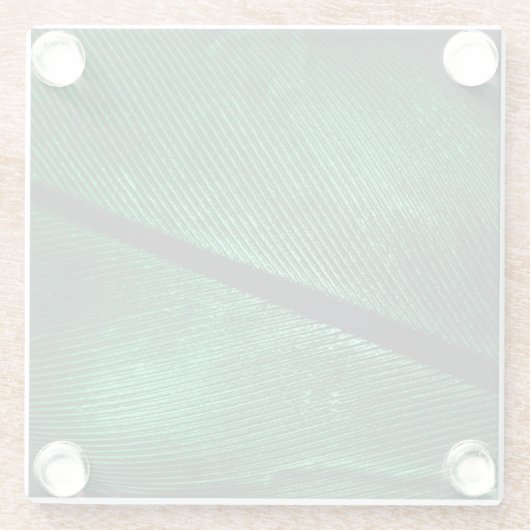 Grüne Feder, schöne Muster Textur. Glasuntersetzer (Rückseite)