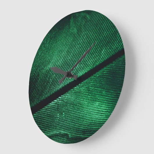 Grüne Feder, schöne Muster Textur. Große Wanduhr (Winkel)