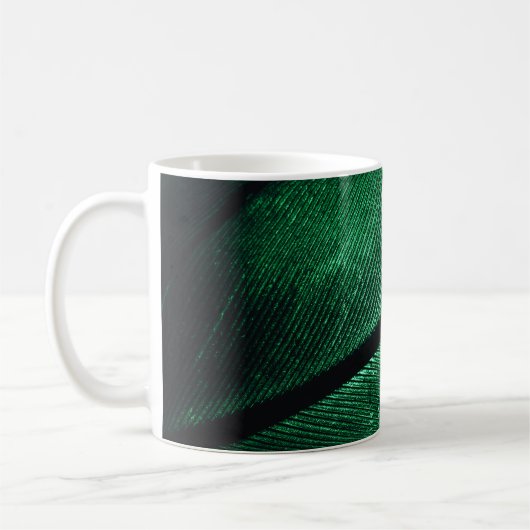 Grüne Feder, schöne Muster Textur. Kaffeetasse (Links)