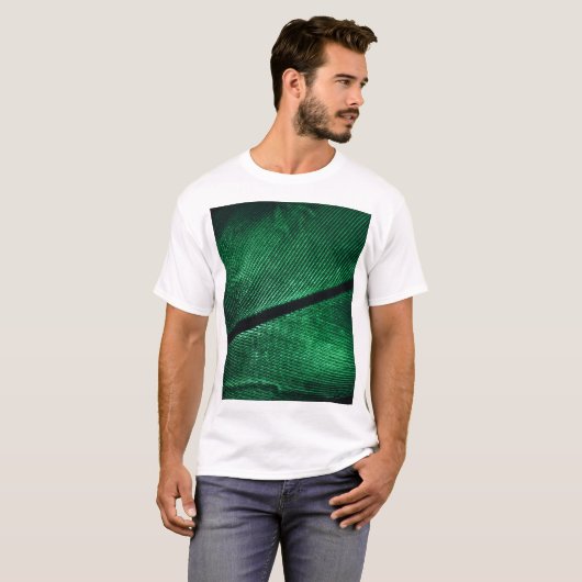 Grüne Feder, schöne Muster Textur. T-Shirt (Vorne ganz)