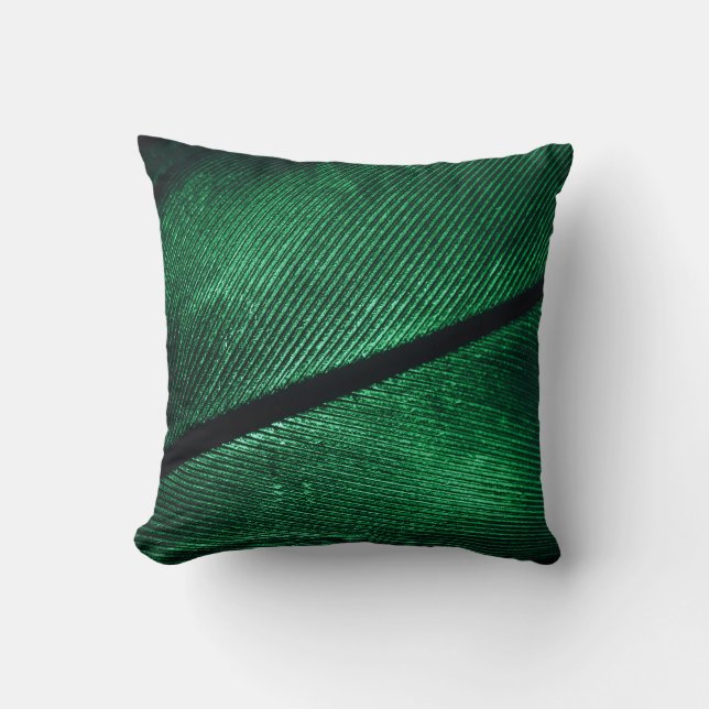 Grüne Feder, schöne Mustertextur. Kissen (Vorderseite)