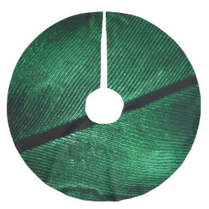 Grüne Feder, schöne Mustertextur. Polyester Weihnachtsbaumdecke