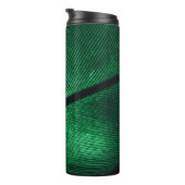 Grüne Feder, schöne Mustertextur. Thermosbecher (Nach rechts gedreht)
