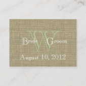 Grüne Federbeine und Bow-Sitzkarten Platzkarte (Rückseite)