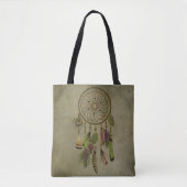 Grüne Federn | Boho Dreamcatcher Tasche (Vorderseite)