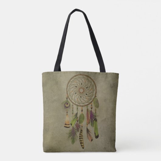 Grüne Federn | Boho Dreamcatcher Tasche (Rückseite)
