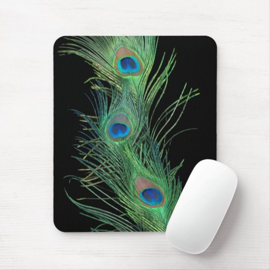 Grüne Federn mit Schwarz Mousepad (Mit Mouse)
