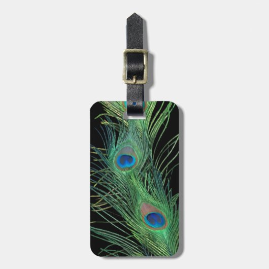 Grüne Federn mit Schwarzem Gepäckanhänger (Vorderseite vertikal)