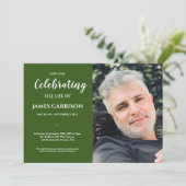 Grüne Feier des Lebens mit Beerdigung des Fotos Einladung (Stehend Vorderseite)