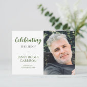 Grüne Feier Lebensgebet-Karte mit Foto Begleitkarte (Stehend Vorderseite)