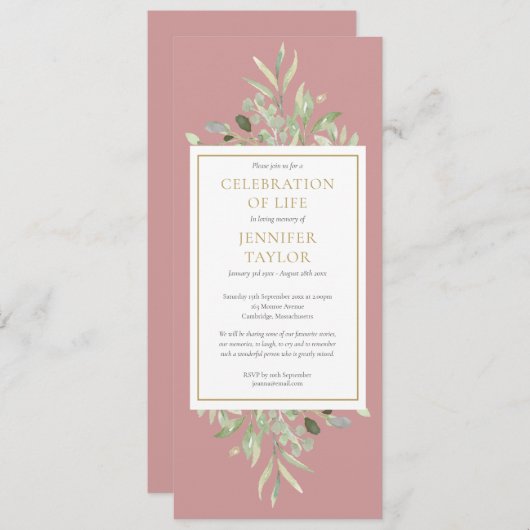 Grüne Feier zum Lebensbeerdigung Invi Einladung (Vorne/Hinten)