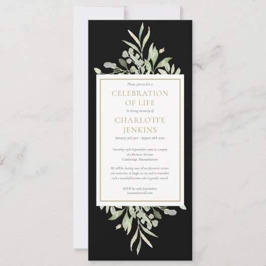 Grüne Feier zum Lebensbeerdigung Invi Einladung (Vorderseite)