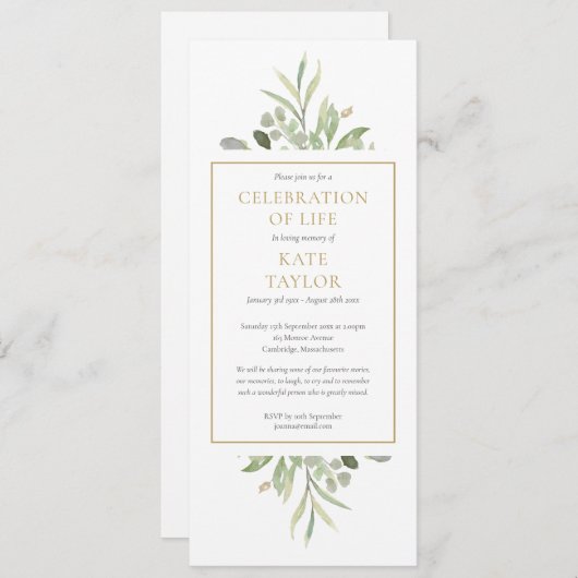 Grüne Feier zum Lebensbitter Einladung (Vorne/Hinten)