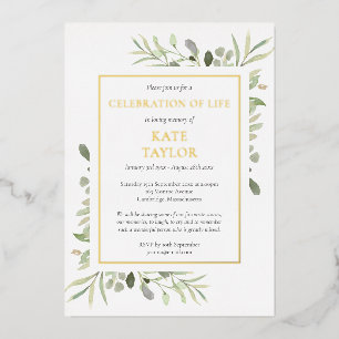Grüne Feier zur Beerdigung des Lebens Gold Folieneinladung