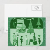 Grüne Feiertage Einladungspostkarte (Vorne/Hinten)