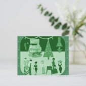 Grüne Feiertage Einladungspostkarte (Stehend Vorderseite)