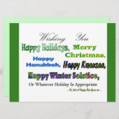 Grüne Feiertage Feiertagskarte (Vorne/Hinten)