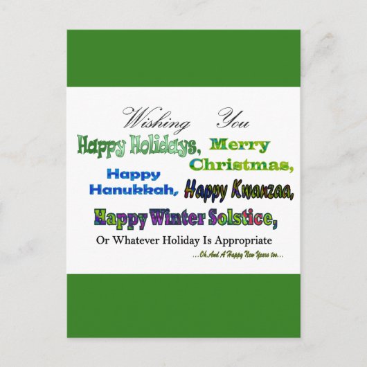 Grüne Feiertage Feiertagspostkarte (Vorderseite)
