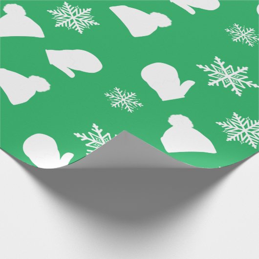 Grüne Feiertage Mitten und Weihnachtshütten Geschenkpapier (Ecke)