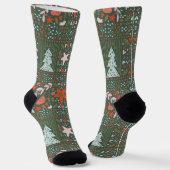 Grüne Feiertage Pastel Frohe Weihnachtsfeiertage Socken (Gewinkelt)