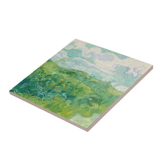Grüne Felder Landschaft Art Van Gogh Fliese (Seite)
