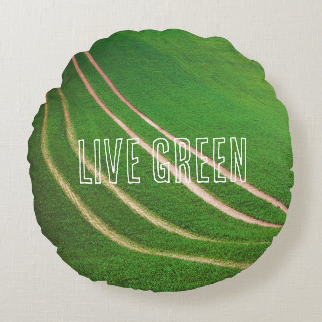 Grüne Felder Rundes Kissen (Vorderseite)