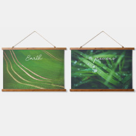 Grüne Felder Wandteppich Mit Holzrahmen