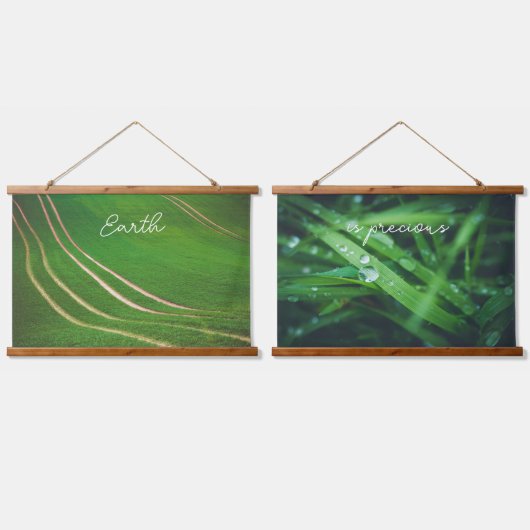 Grüne Felder Wandteppich Mit Holzrahmen (Doppelt)