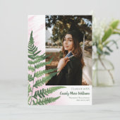 Grüne Fern Elegante Rosa Abschluss Ankündigung (Stehend Vorderseite)