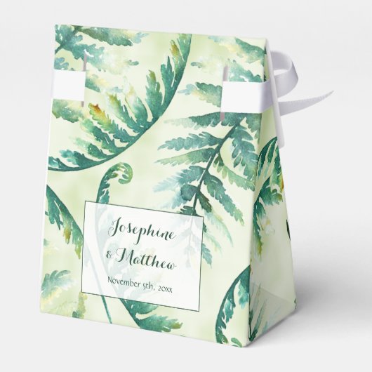 Grüne Fern-Gastgeschenk Hochzeit Geschenkschachtel (Rückseite)