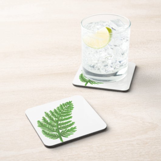 Grüne Fern, grünes Blattwerk, botanisches Muster Getränkeuntersetzer (Rechte Seite)