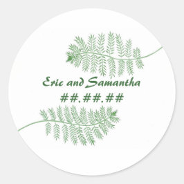 Grüne Fernen, Save the Date Hochzeitsticker Runder Aufkleber