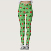 Grüne festliche Pilze Leggings (Vorderseite)