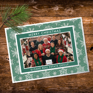 Grüne festliche Schneeflocken Frohe Weihnachten Fo Folien Feiertagskarte