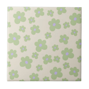 Grüne, fette Y2K-Wildblumen-Vibrant-Frühlingsdekor Fliese