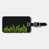 Grüne Feuerflammen lodern Umrisse Gepäckanhänger (Vorderseite horizontal)