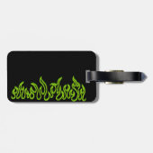 Grüne Feuerflammen lodern Umrisse Gepäckanhänger (Rückseite horizontal)