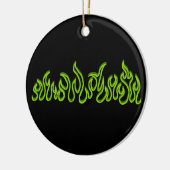 Grüne Feuerflammen lodern Umrisse Keramik Ornament (Links)