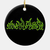 Grüne Feuerflammen lodern Umrisse Keramik Ornament (Hinten)