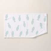 Grüne Fische auf weißem Grund Handtuch (Handtuch)