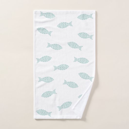 Grüne Fische auf weißem Grund Handtuch (Handtuch)