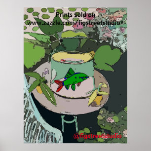 Grüne Fische in Schüssel, Text bearbeiten, Poster