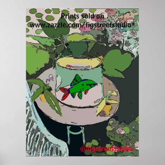 Grüne Fische in Schüssel, Text bearbeiten, Poster (Vorne)