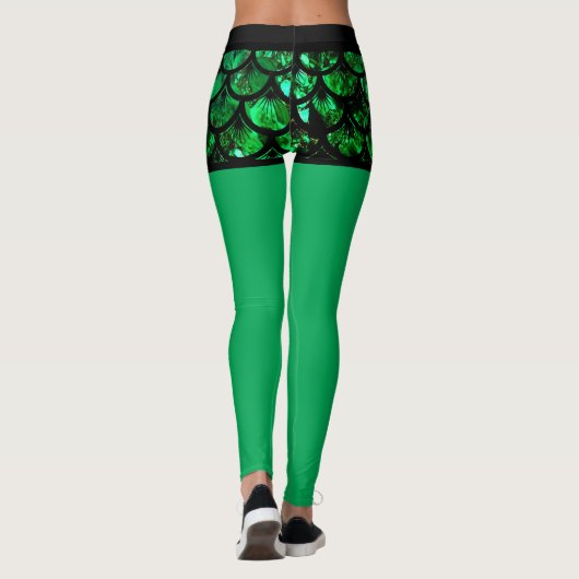 Grüne Fische Leggings (Rückseite)