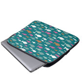 Grüne Fischschwärme Laptopschutzhülle (Vorne Knopf)