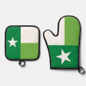 Grüne Flagge des Staates Texas Ofenhandschuh & Topflappen-Set (Vorderseite)