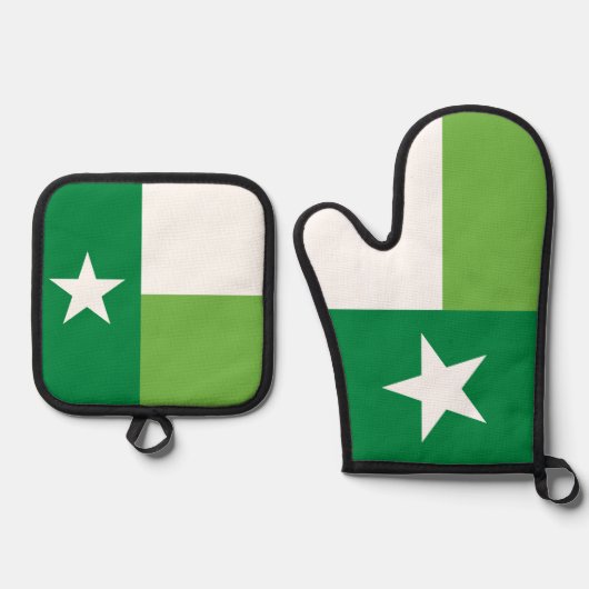 Grüne Flagge des Staates Texas Ofenhandschuh & Topflappen-Set (Vorderseite)