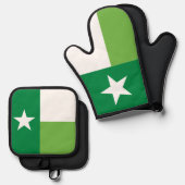 Grüne Flagge des Staates Texas Ofenhandschuh & Topflappen-Set (Vorderseite/Rückseite)