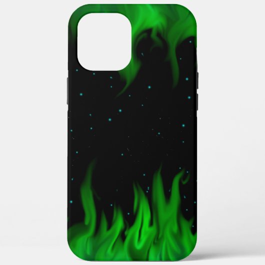 Grüne Flammen im Sternenhimmel Case-Mate iPhone Hülle (Rückseite)